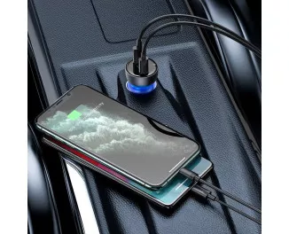 Автомобильное зарядное устройство Baseus Particular Digital Display PPS Dual Quick Charger 65W Suit (with Cable Type-C to Type-C) (TZCCKX-0G) Gray