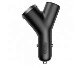 Автомобильное зарядное устройство Baseus Y Type dual USB+cigarette lighter extended car charger Black (CCALL-YX01)