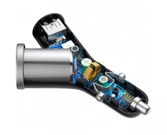 Автомобильное зарядное устройство Baseus Y Type dual USB+cigarette lighter extended car charger Black (CCALL-YX01)
