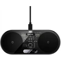 Беcпроводное зарядное устройство Baseus Digital LED Display 2in1 Wireless Charger 20W Black Universal version (WXSX010101)