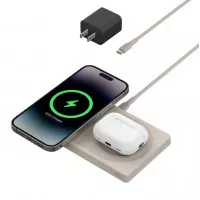Беcпроводное зарядное устройство Belkin BoostCharge Pro 2-in-1 Wireless Charging Pad with Official MagSafe Charging 15W - Brown (WIZ019ttSA)