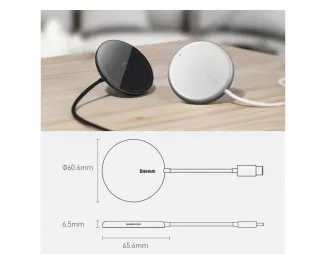 Беспроводное зарядное устройство Baseus Simple Mini Magnetic Wireless Charger 15W (MagSafe for iPhone) (WXJK-F01) Black
