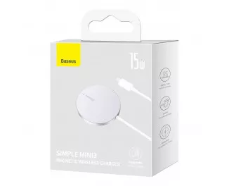 Беспроводное зарядное устройство Baseus Simple Mini3 Magnetic Wireless Charger 15W (MagSafe for iPhone) (CCJJ040001) Silver