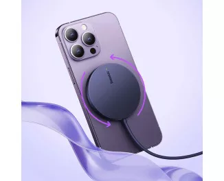 Бездротовий зарядний пристрій Baseus Simple Mini3 Magnetic Wireless Charger 15W (MagSafe for iPhone) (CCJJ040205) Purle