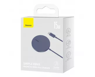 Бездротовий зарядний пристрій Baseus Simple Mini3 Magnetic Wireless Charger 15W (MagSafe for iPhone) (CCJJ040205) Purle