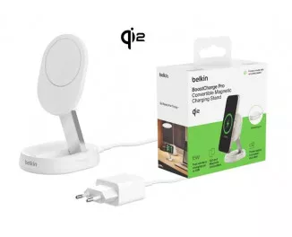 Беспроводное зарядное устройство Belkin 15W Stand Magnetic Qi2 White (WIA008VFWH)