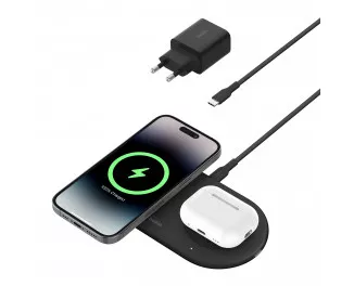 Беспроводное зарядное устройство Belkin 2-in-1 Magnetic Wireless Charging Pad with Qi2 15W Black (WIZ021VFBK)