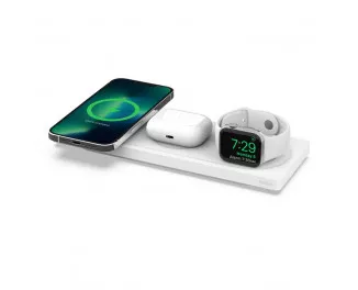 Беспроводное зарядное устройство Belkin BOOST CHARGE PRO 3-in-1 Wireless Charging Pad with MagSafe White (HPU82, WIZ016vfWH)