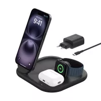 Беспроводное зарядное устройство Belkin BoostCharge 3-in-1 Magnetic Foldable Wireless Charger with Qi2 15W Black (WIZ029vfBK)