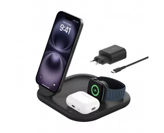 Бездротовий зарядний пристрій Belkin BoostCharge 3-in-1 Magnetic Foldable Wireless Charger with Qi2 15W Black (WIZ029vfBK)