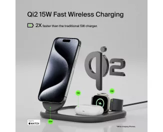 Бездротовий зарядний пристрій Belkin BoostCharge 3-in-1 Magnetic Foldable Wireless Charger with Qi2 15W Black (WIZ029vfBK)