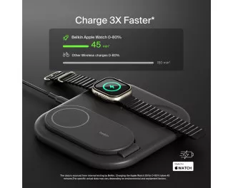 Бездротовий зарядний пристрій Belkin BoostCharge 3-in-1 Magnetic Foldable Wireless Charger with Qi2 15W Black (WIZ029vfBK)
