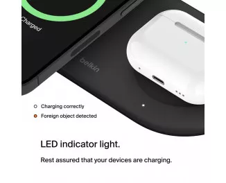 Беспроводное зарядное устройство Belkin BoostCharge Pro 2-in-1 Magnetic Wireless Charging Pad with Qi2 15W Black (WIZ021vfBK)
