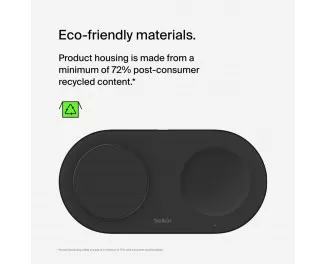 Беспроводное зарядное устройство Belkin BoostCharge Pro 2-in-1 Magnetic Wireless Charging Pad with Qi2 15W Black (WIZ021vfBK)