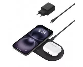 Беспроводное зарядное устройство Belkin BoostCharge Pro 2-in-1 Magnetic Wireless Charging Pad with Qi2 15W Black (WIZ021vfBK)