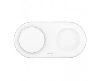 Беспроводное зарядное устройство Belkin BoostCharge Pro 2-in-1 Magnetic Wireless Charging Pad with Qi2 15W White (WIZ021vfWH)