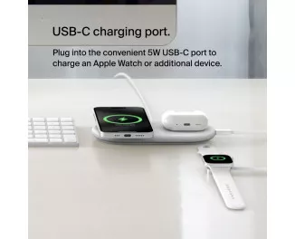 Беспроводное зарядное устройство Belkin BoostCharge Pro 2-in-1 Magnetic Wireless Charging Pad with Qi2 15W White (WIZ021vfWH)