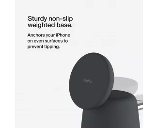 Беспроводное зарядное устройство Belkin BoostCharge Pro 2-in-1 Wireless Charging Dock with MagSafe 15W Charcoal (WIZ020vfH36)