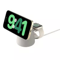Беспроводное зарядное устройство Belkin BoostCharge Pro 2-in-1 Wireless Charging Dock with MagSafe 15W Sand (WIZ020vfH37)
