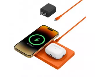 Беспроводное зарядное устройство Belkin BoostCharge Pro 2-in-1 Wireless Charging Pad with MagSafe 15W Orange (HR1H2)