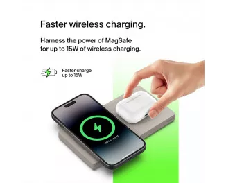 Беспроводное зарядное устройство Belkin BoostCharge Pro 2-in-1 Wireless Charging Pad with MagSafe 15W Sand (WIZ019ttSA)