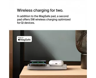 Беспроводное зарядное устройство Belkin BoostCharge Pro 2-in-1 Wireless Charging Pad with MagSafe 15W Sand (WIZ019ttSA)