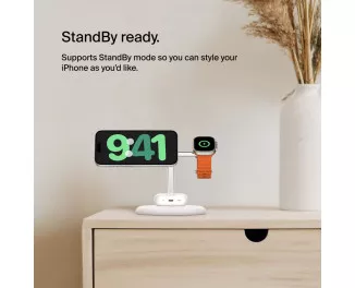 Беспроводное зарядное устройство Belkin BoostCharge Pro 3-in-1 Magnetic Wireless Charging Stand with Qi2 15W White (WIZ023vfWH)