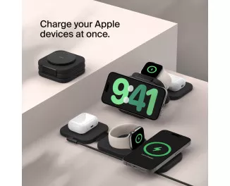 Беспроводное зарядное устройство Belkin BoostCharge Pro 3-in-1 Magnetic Wireless Charging Travel Pad with Qi2 15W Black (WIZ024hqBK)