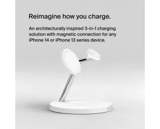 Беспроводное зарядное устройство Belkin BoostCharge Pro 3-in-1 Wireless Charger with Official MagSafe Charging 15W Black (WIZ017vfBK)