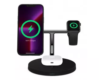 Беспроводное зарядное устройство Belkin BoostCharge Pro 3-in-1 Wireless Charger with Official MagSafe Charging 15W Black (WIZ017vfBK)