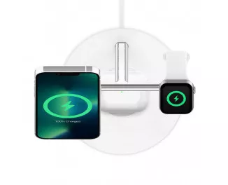 Беспроводное зарядное устройство Belkin BoostCharge Pro 3-in-1 Wireless Charger with Official MagSafe Charging 15W White (WIZ017vfWH)