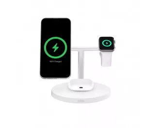 Бездротовий зарядний пристрій Belkin BoostCharge Pro 3-in-1 Wireless Charging Stand with Qi2 15W White (WIZ032kqWH)