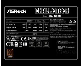 Блок питания 550W ASRock Challenger (CL-550B)