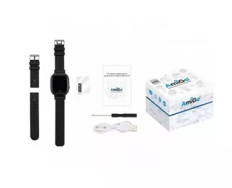 Детские умные часы AmiGo GO004 Splashproof Camera+LED Black (UA)