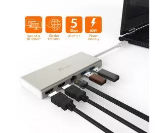 Док-станция J5create USB-C 6-в-1 (JCD381-N)
