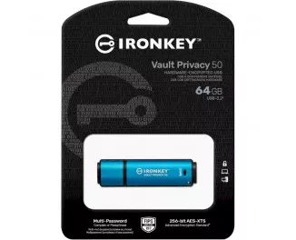 Флешка USB 3.2 64Gb Kingston 64GB IronKey Vault Privacy 50 Blue (IKVP50/64GB)