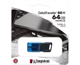 Флешка USB-C 3.2 64Gb Kingston DataTraveler 80 M Blue/Black (DT80M/64GB)