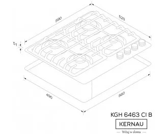 Газовая варочная поверхность Kernau KGH 6463 CI B