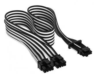 Кабель-адаптер 600W Corsair Premium Individually Sleeved 12+4pin PCIe Gen 5 12VHPWR cable, Type 4, BLACK/WHITE (CP-8920333)