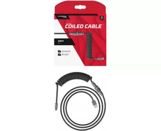 Кабель для игровой клавиатуры USB-C > USB-A HyperX Coiled Cable (6J678AA) Gray 