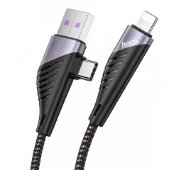 Кабель Lightning > USB + USB Type-C  hoco U95 Freeway PD 20W 1.2m Black
