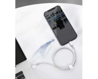 Кабель Lightning > USB Type-C  Baseus High Density Braided PD 20W 1.0m (CATLGD-02) White