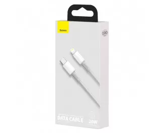 Кабель Lightning > USB Type-C  Baseus High Density Braided PD 20W 1.0m (CATLGD-02) White