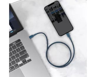 Кабель Lightning > USB Type-C Baseus High Density Braided PD 20W 1.0m (CATLGD-03) Blue