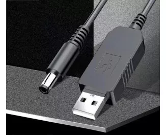 Кабель переходник для питания роутера от повербанка с преобразователем на 12V, DC 2.1x5.5mm, USB 5V-->12V, 1м