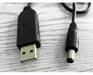 Кабель переходник для питания роутера от повербанка с преобразователем на 12V, DC 2.1x5.5mm, USB 5V-->12V, 1м