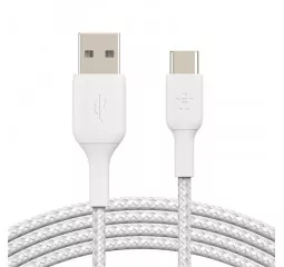 Кабель USB-A > USB-C зарядки/синхронизации Belkin, 2м, Type-C, витой, белый