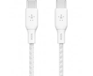 Кабель USB Type-C > USB Type-C  Belkin Braided 2,0m 100W (CAB014BT2MWH) White