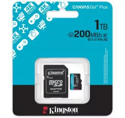 Карта памяти microSD 1 TB Kingston Canvas Go! Plus C10 UHS-I U3 A2 V30 + SD-адаптер (SDCG4/1TB)