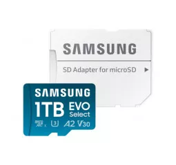 Карта памяти microSD 1 TB Samsung EVO Select UHS-I U3 V30 A2 + SD адаптер (MB-ME1T0SA)